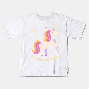 Follow Your Dream Unicorn with Stars Kids T-Shirt